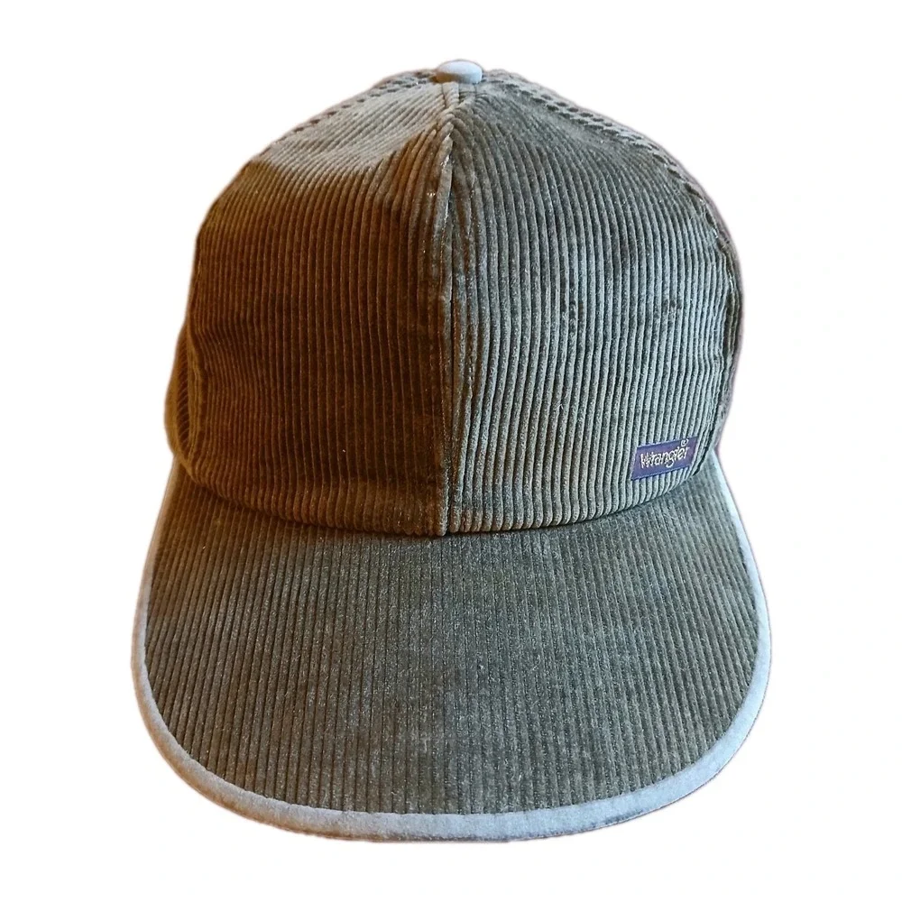 VTG Rare Wrangler Corduroy  5-Panel Adjustable Baseball Cap brown Sz 7 3/8 #1591